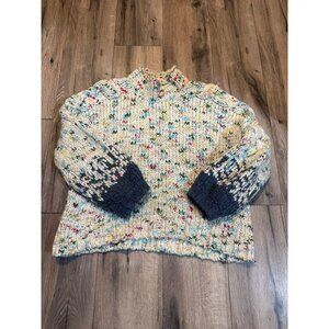 Anthropologie M Gaia Confetti Multicolor Chunky Knit Wool Alpaca Mock Neck Sweat